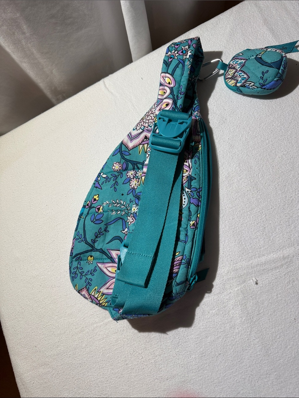 Vera Bradley Teal Floral Quilted Crossbody Sling Bag - Picture 7 of 7